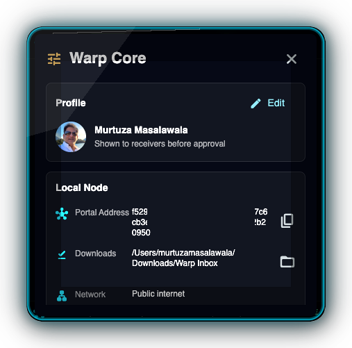 Warp file selection screen
